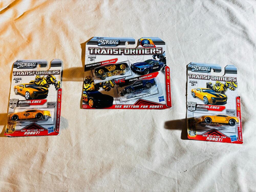 Transformers Speed Stars Die Cast Car Lot Bumblebee Barricade 4pc NIB